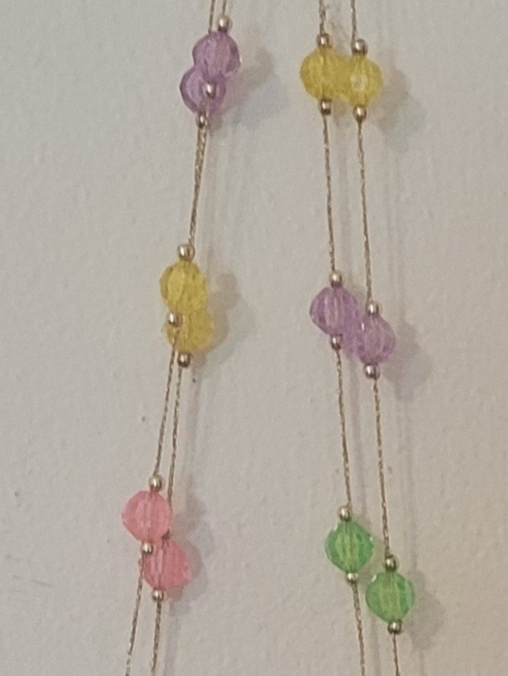 Vintage Y2K Pastel Floating Bead Necklace Multi Strand Candy Color Faceted 90s